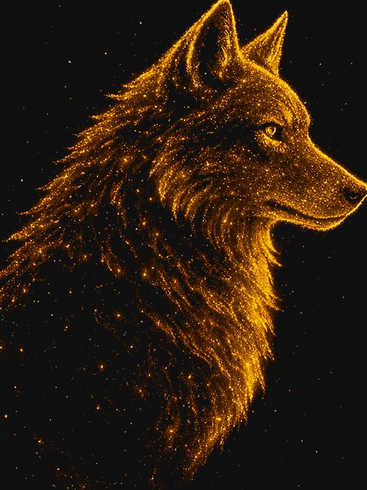 Golden Wolf Glow | Mystical Sparkling Wolf Silhouette by WhyNotZuK