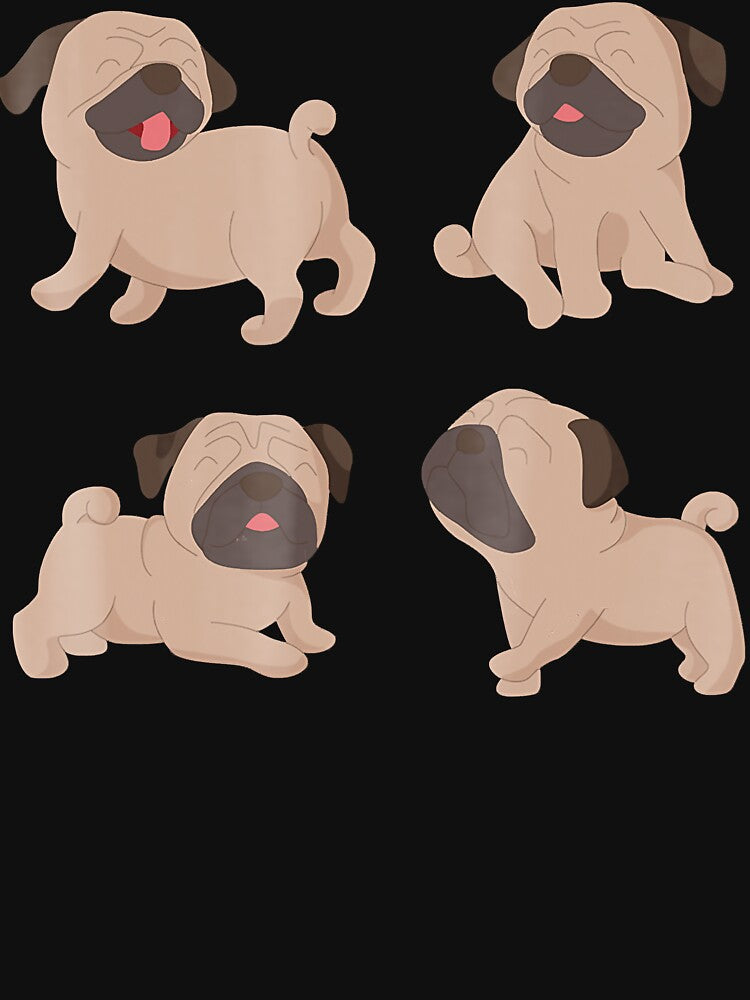 Funny Cute Four Dogs Pugs by JohnnyBench73
