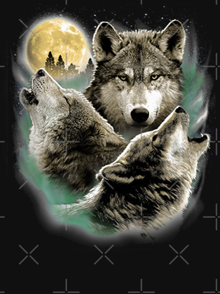 Three Wolves Howling in Moonlight by KA DESIGNS