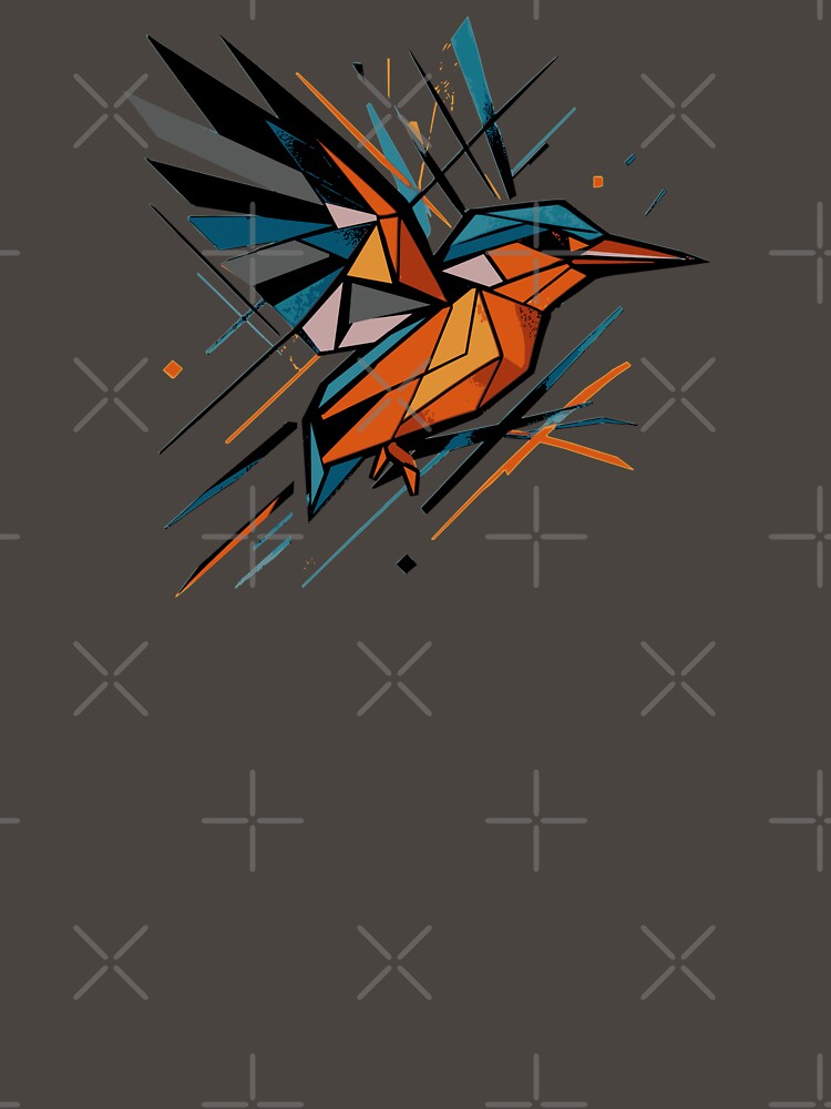 Geometric Kingfisher – Abstract Splash of Flight by PrimitiveTees