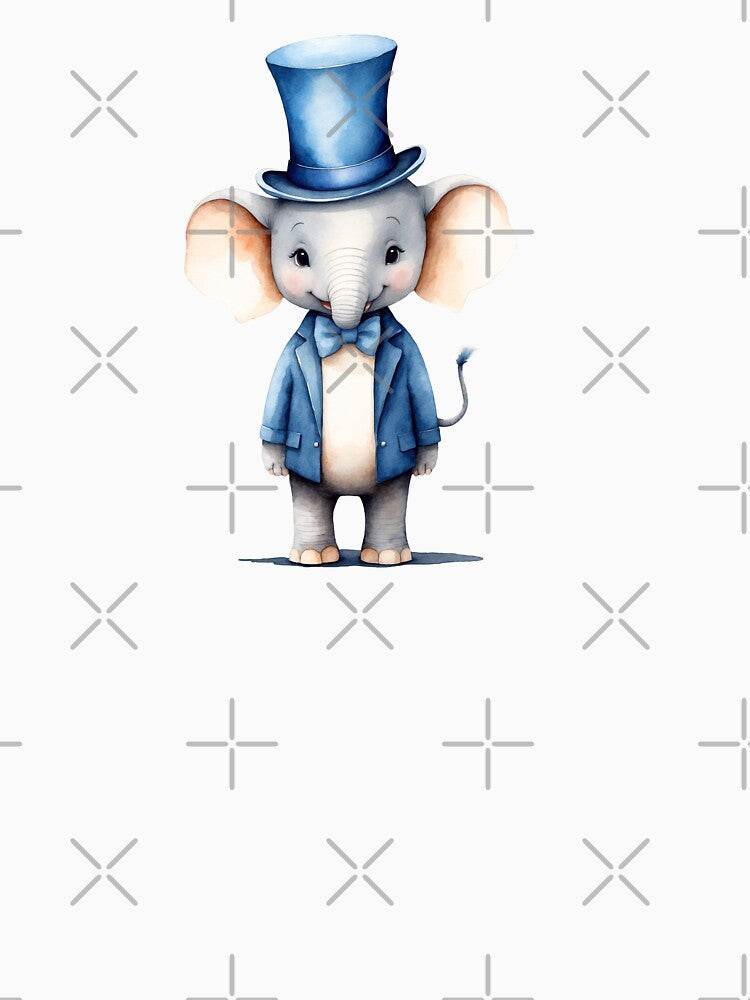 Cute Watercolor Animal Elephant in Stylish Outfit by Victoria Riabov