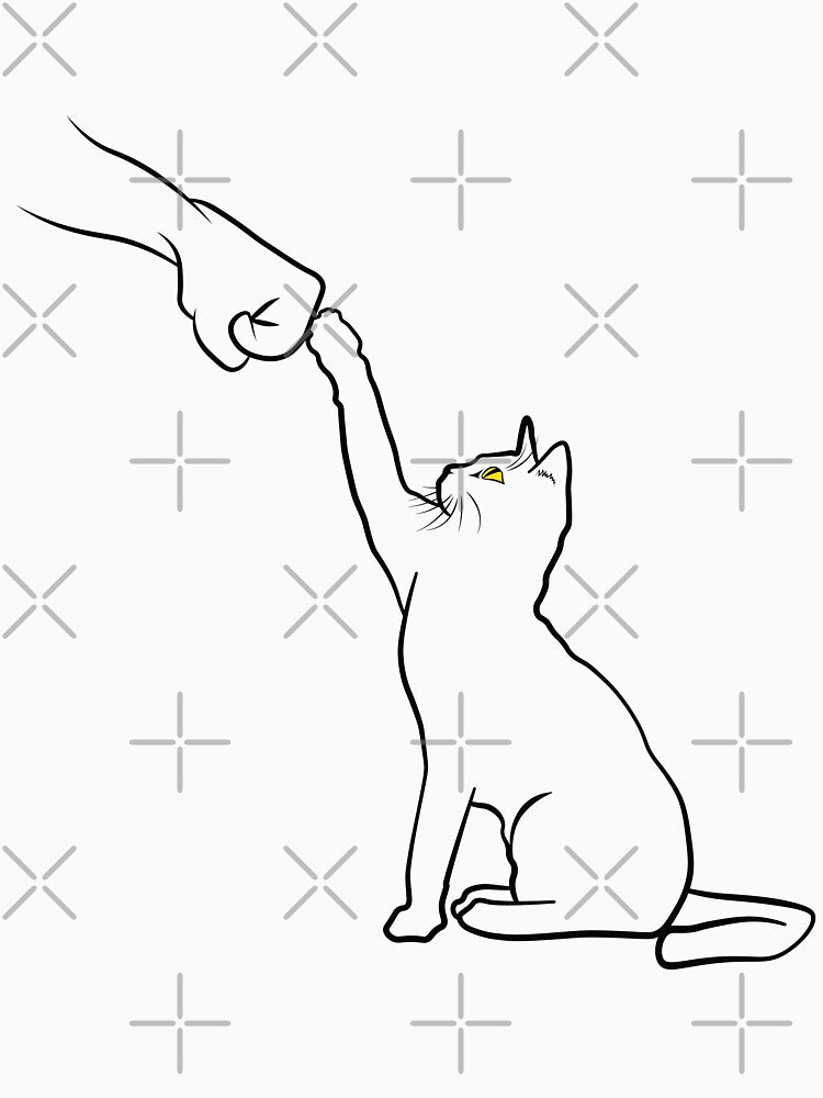 Cute Cat Fist Bump Minimalistic Lineart Cartoon - Cat Lover by TheInkElephant