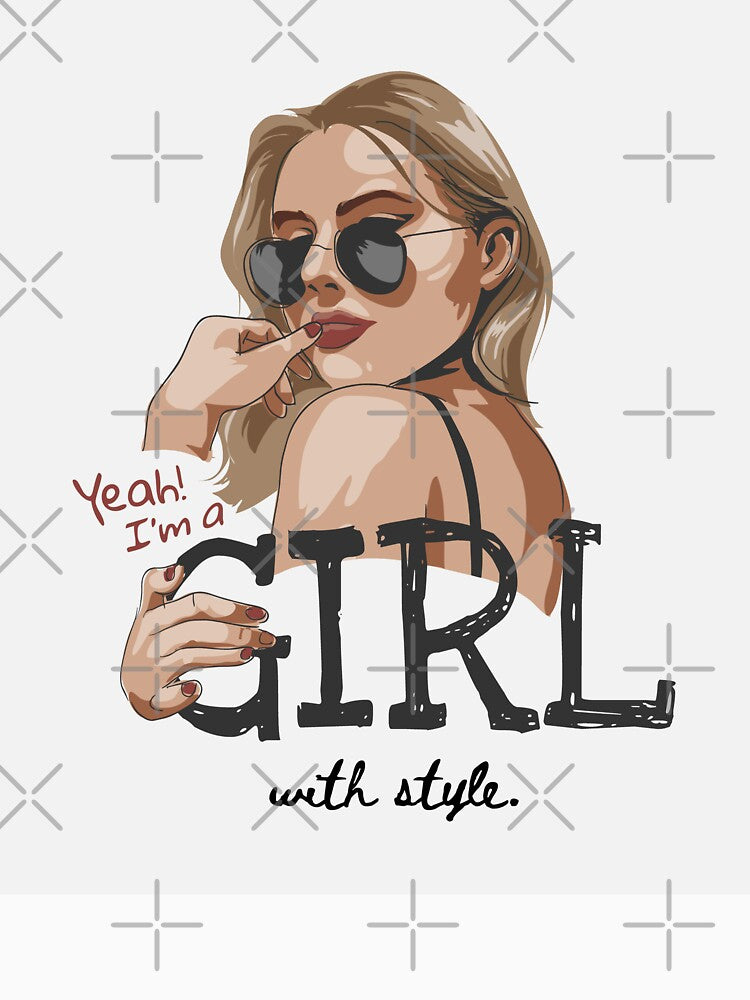 Girl with Style Slogan with Sexy Girl Sunglasses Illustration by Peekonet