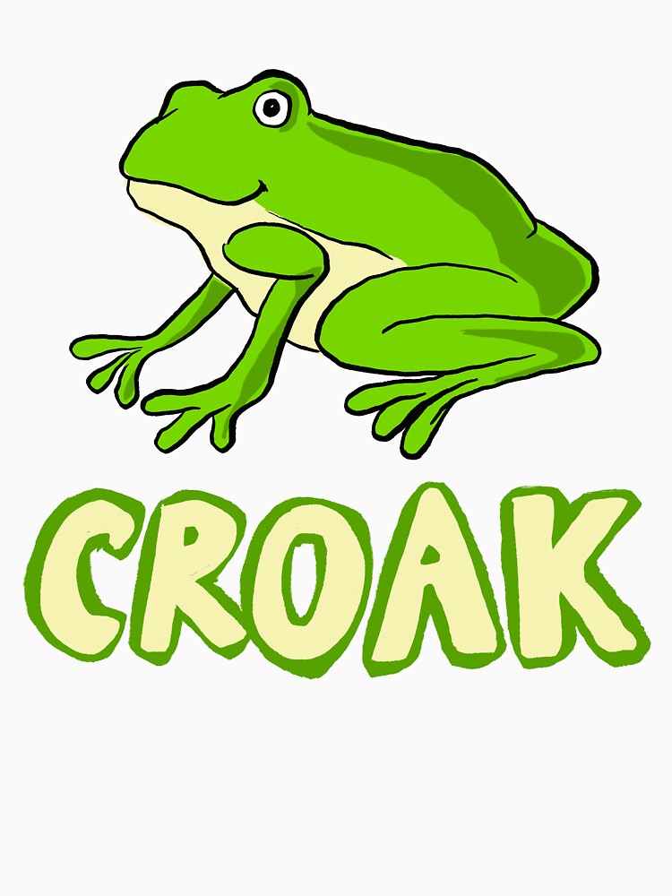 ‘Croak’ frog cartoon with neon blue / green / teal background by skunkandpumpkin