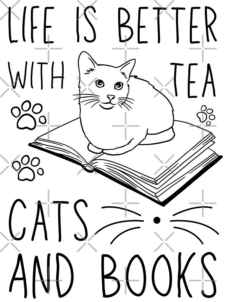 Funny Life Is Better With Tea Cats And Books by Alfaashoop