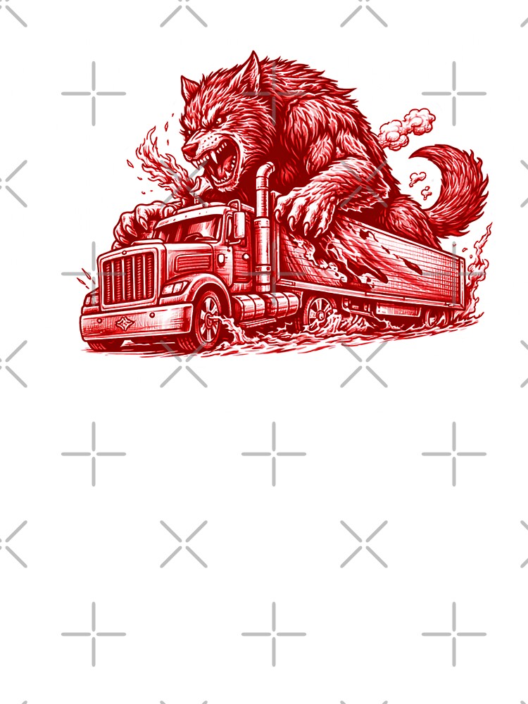 Giant Wolf Attacking Truck Sticker by PIXEL POP DESIGNS - Beyond the Norm!