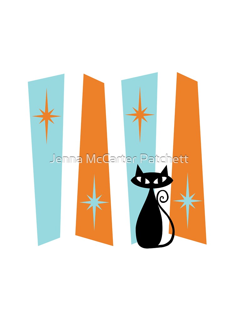 Atomic Cat, Mid-Century Modern Retro Geometric Kitty by Jenna McCarter Patchett