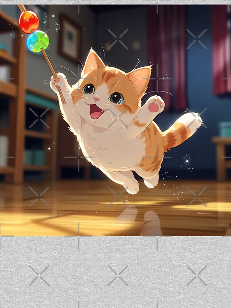 Playful Anime Cat Flying with Colorful Lollipop Wand by Haa2789