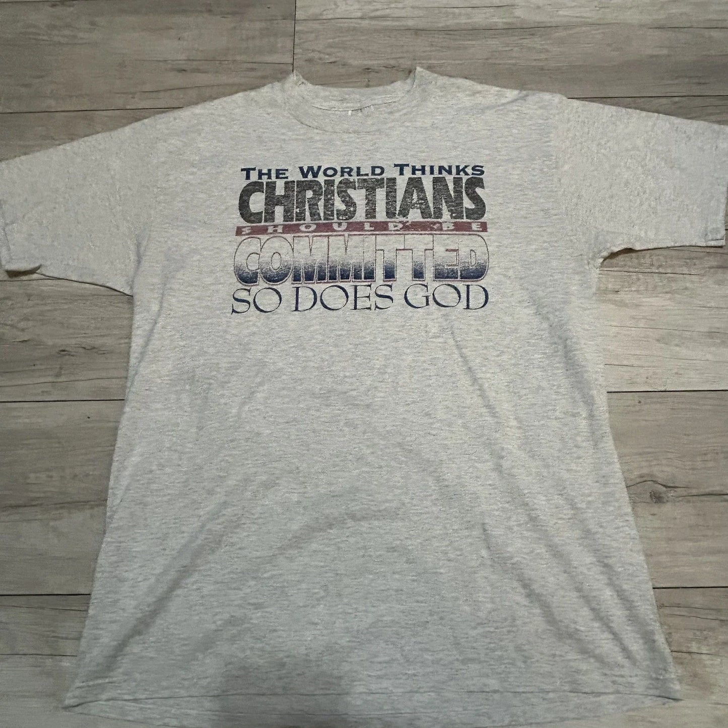 Vintage 1990s Christian Quote Jesus Hanes Heavyweight Men's Size L