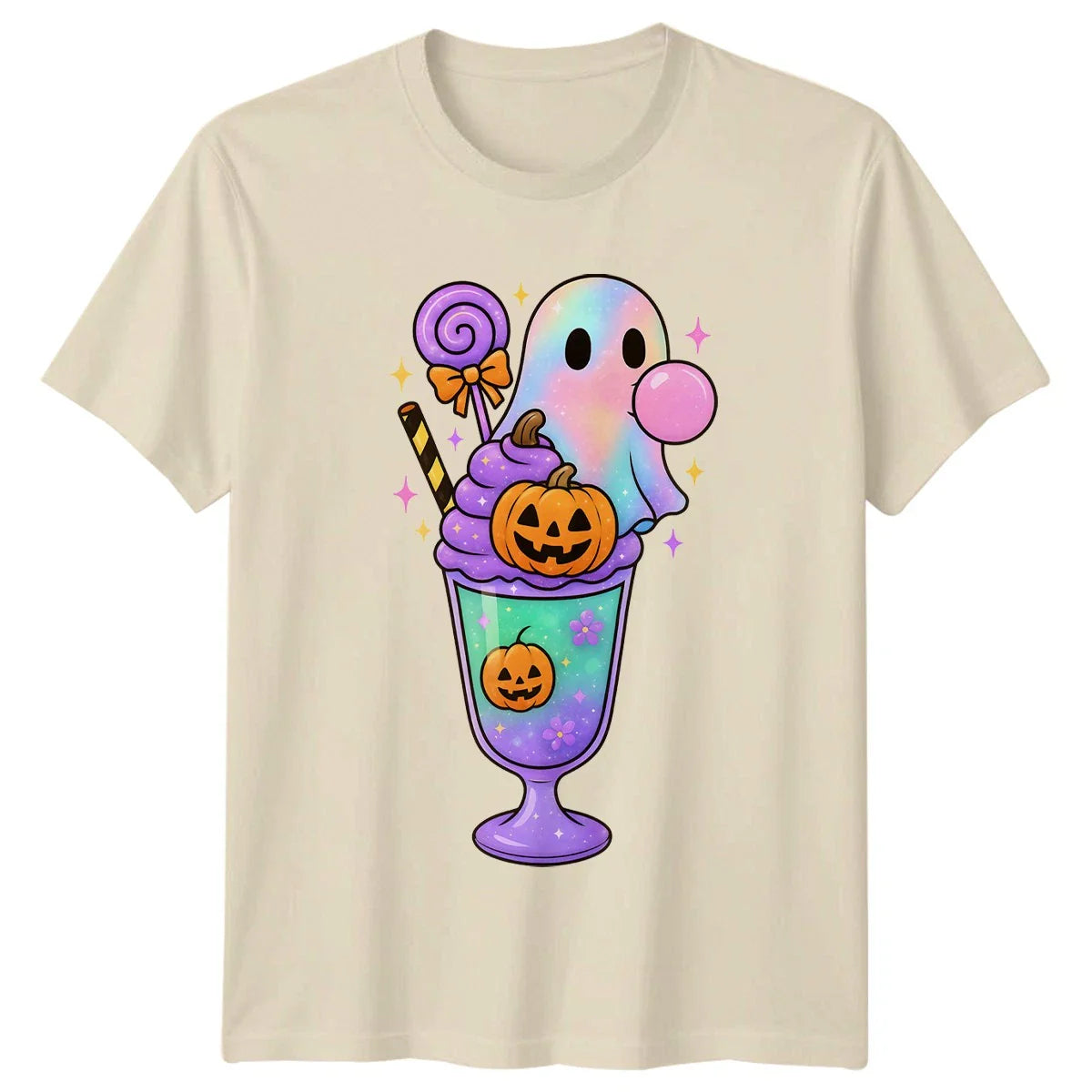 Kawaii Halloween Ghost Milkshake T-Shirt Cute Spooky Gift For Him And Her