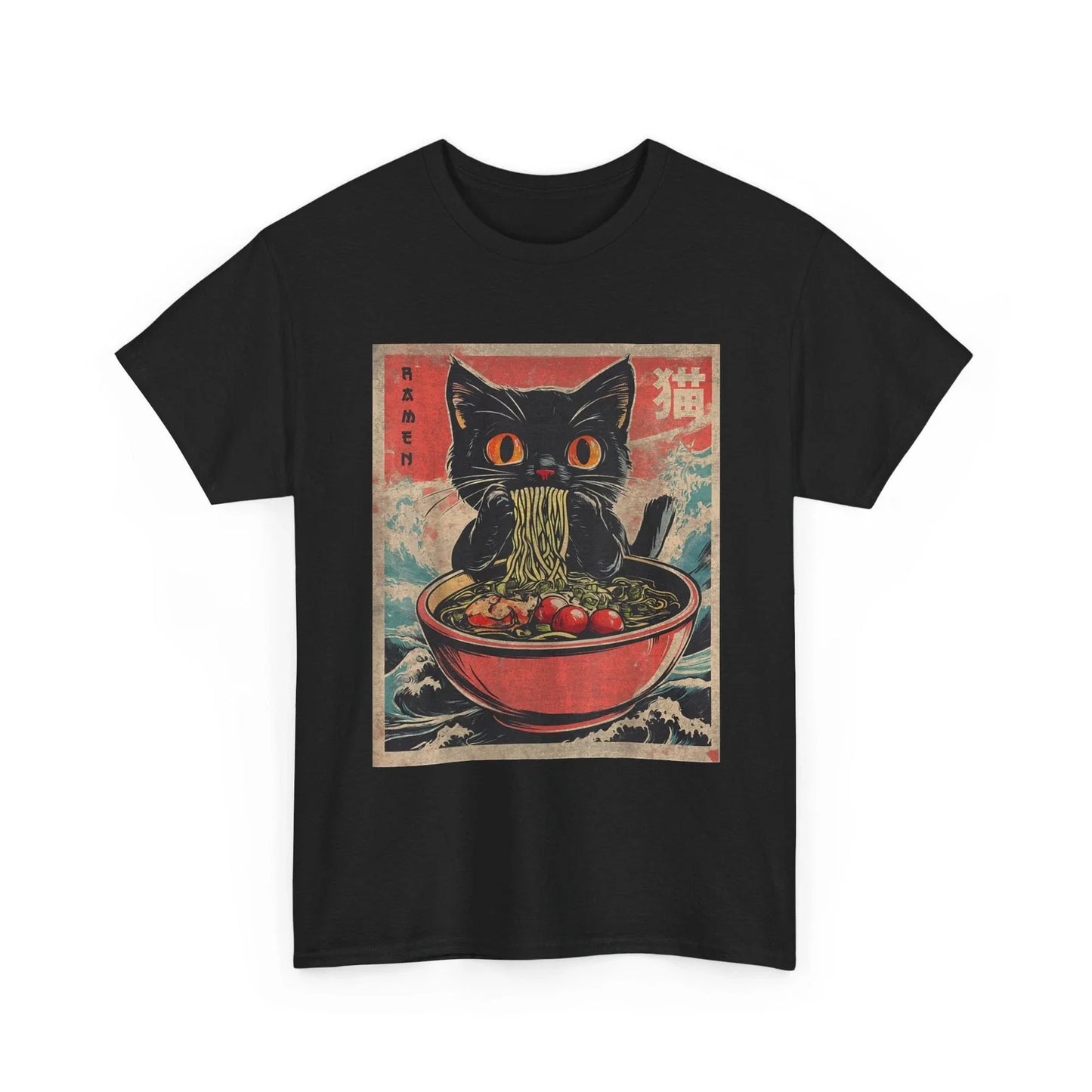 Cat Ramen Japanese Funny Graphic Tees Kawaii Cat Anime Gifts T-Shirt