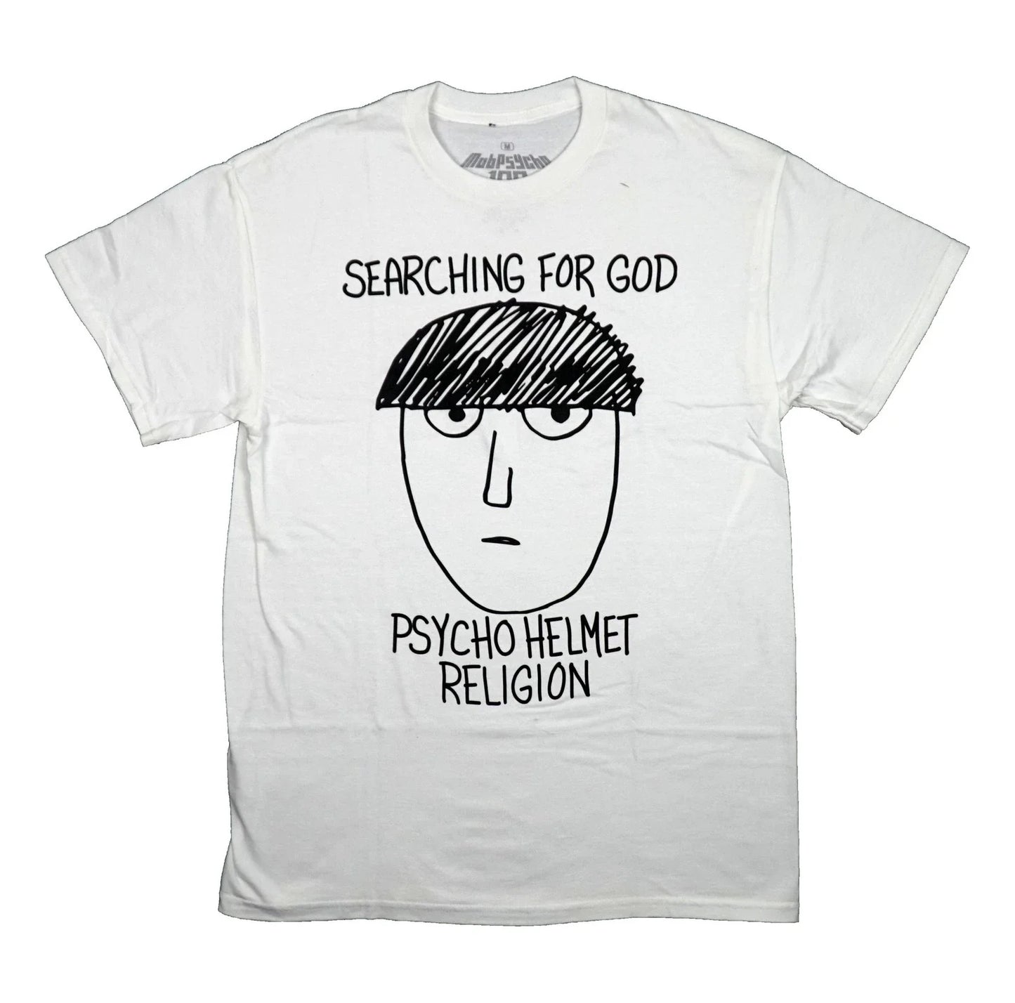 Mob Psycho New Adult T-Shirt - Searching For God Psycho Helmet Religion