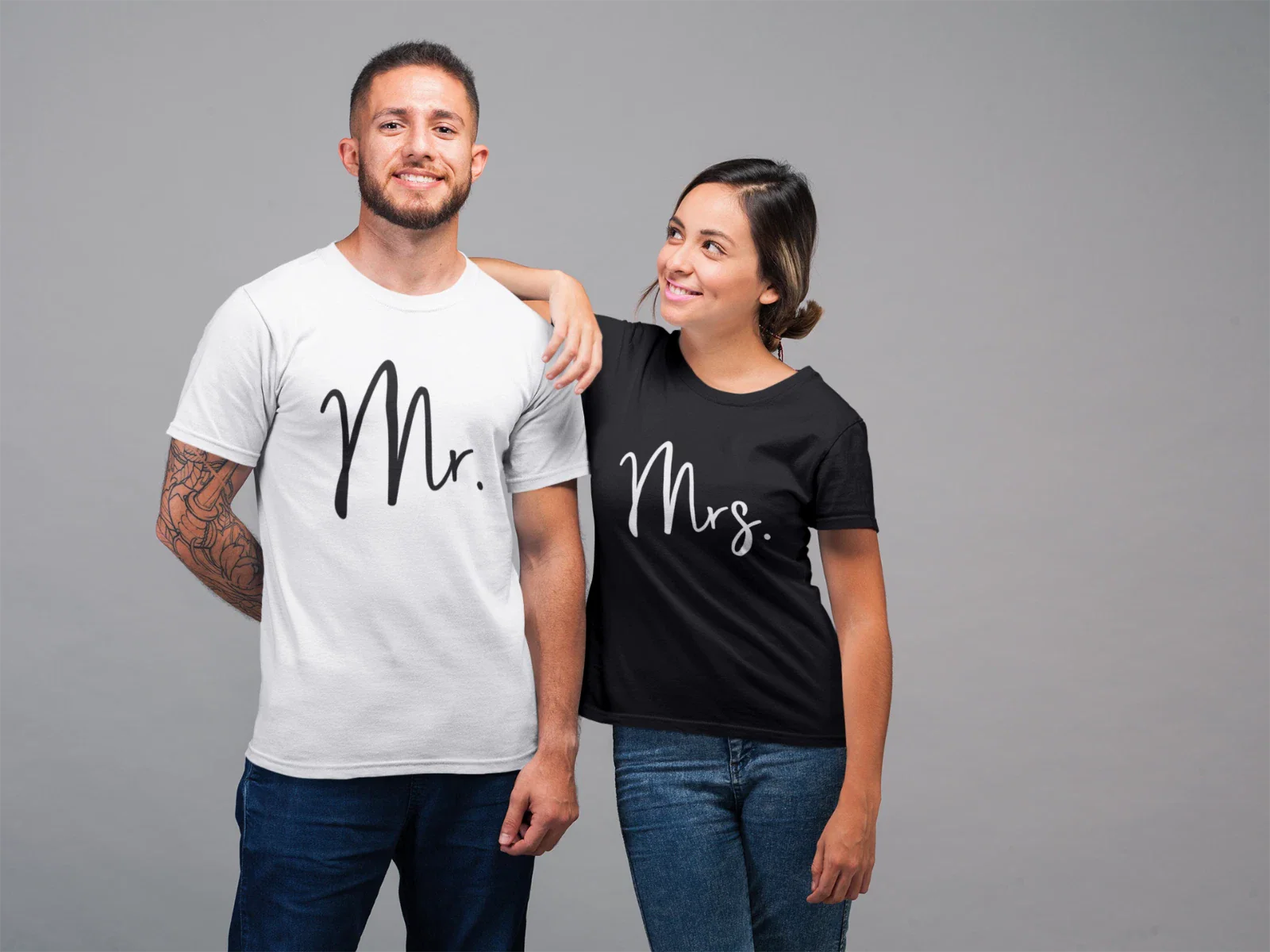 Mr and Mrs Couples TShirt Husband Wife Married Newlywed Wedding His Hers Hubby