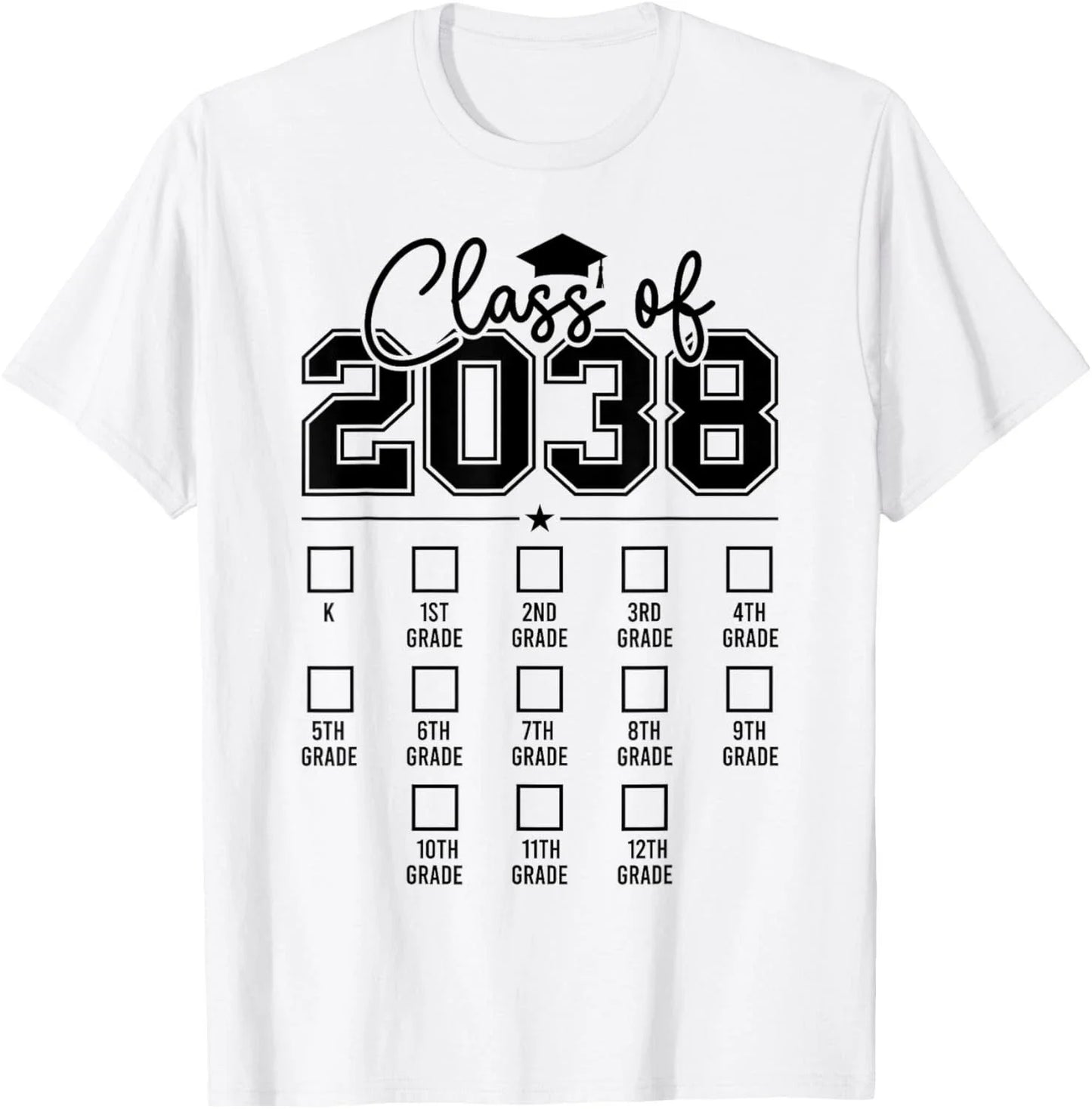Class of 2038 Grow With Me Funny Kindergarten Back To School Gift Unisex T-Shirt