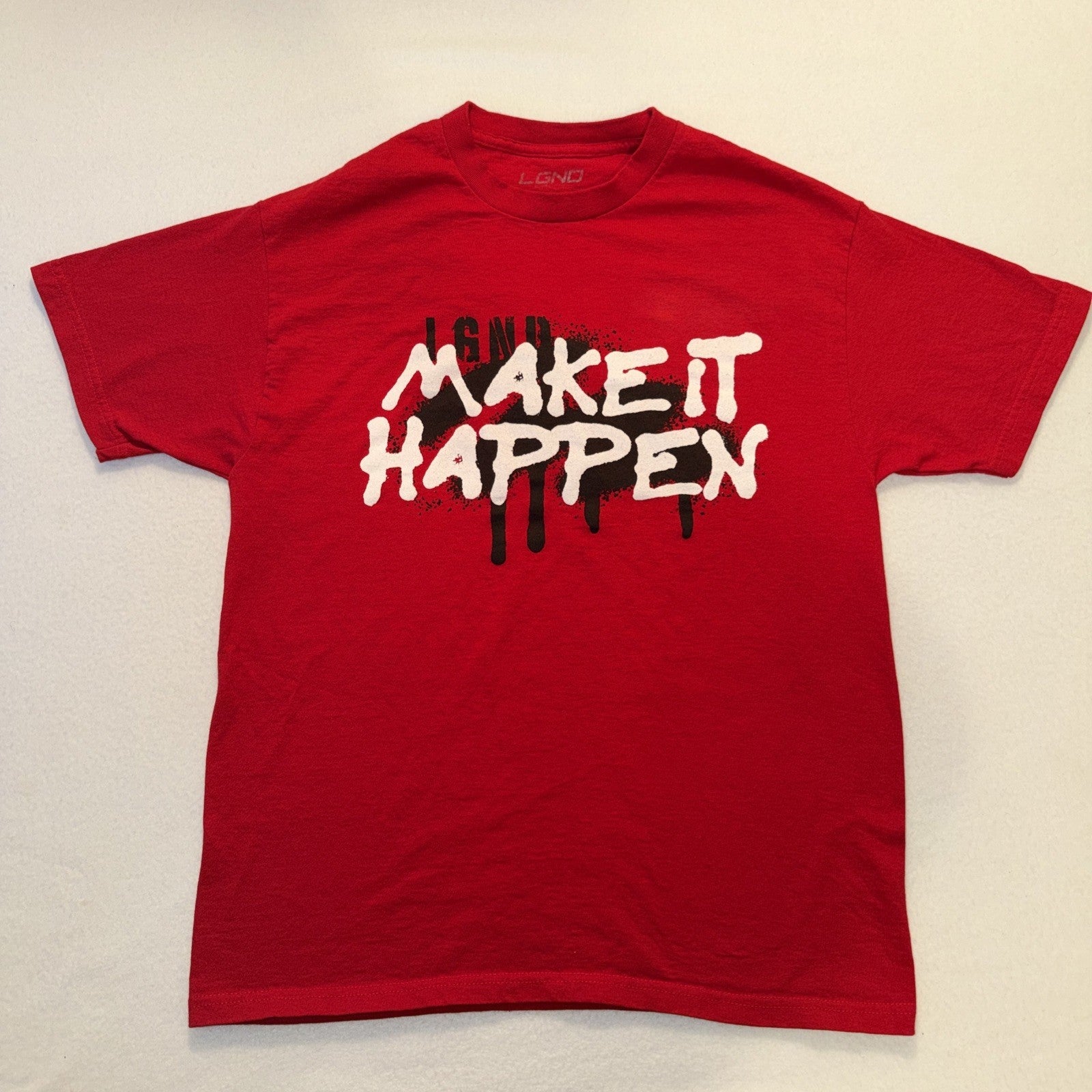 LGND Make It Happen T Shirt Mens L Red Graphic Motivational Streetwear