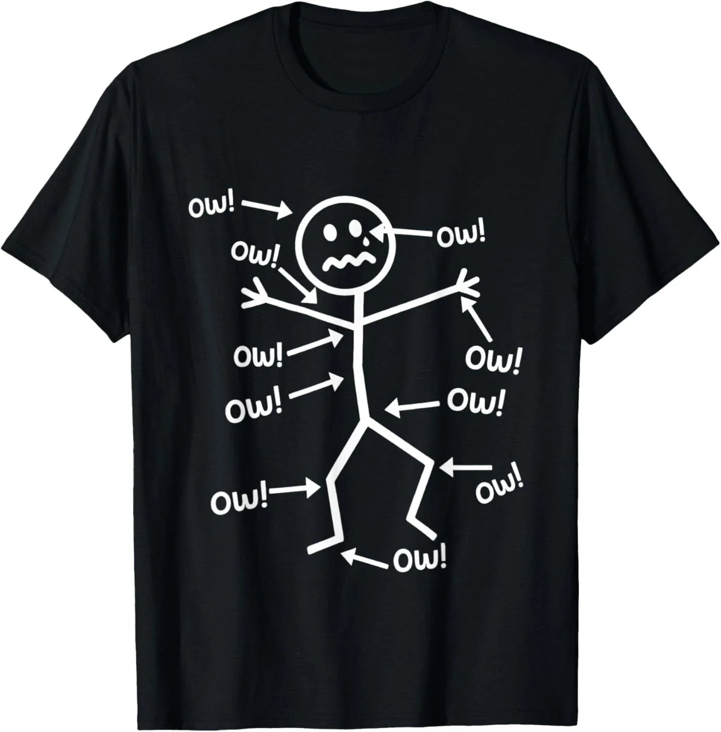 Funny Ow Ow Ow Ow Saying Body Pain Character Humor Sarcastic T-Shirt