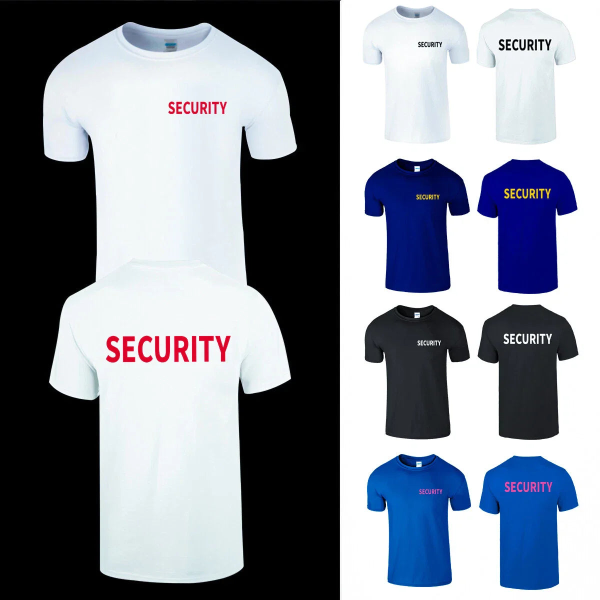 Security Men T Shirt Event Staff Uniform Guard Bouncer Office Tee Front Back