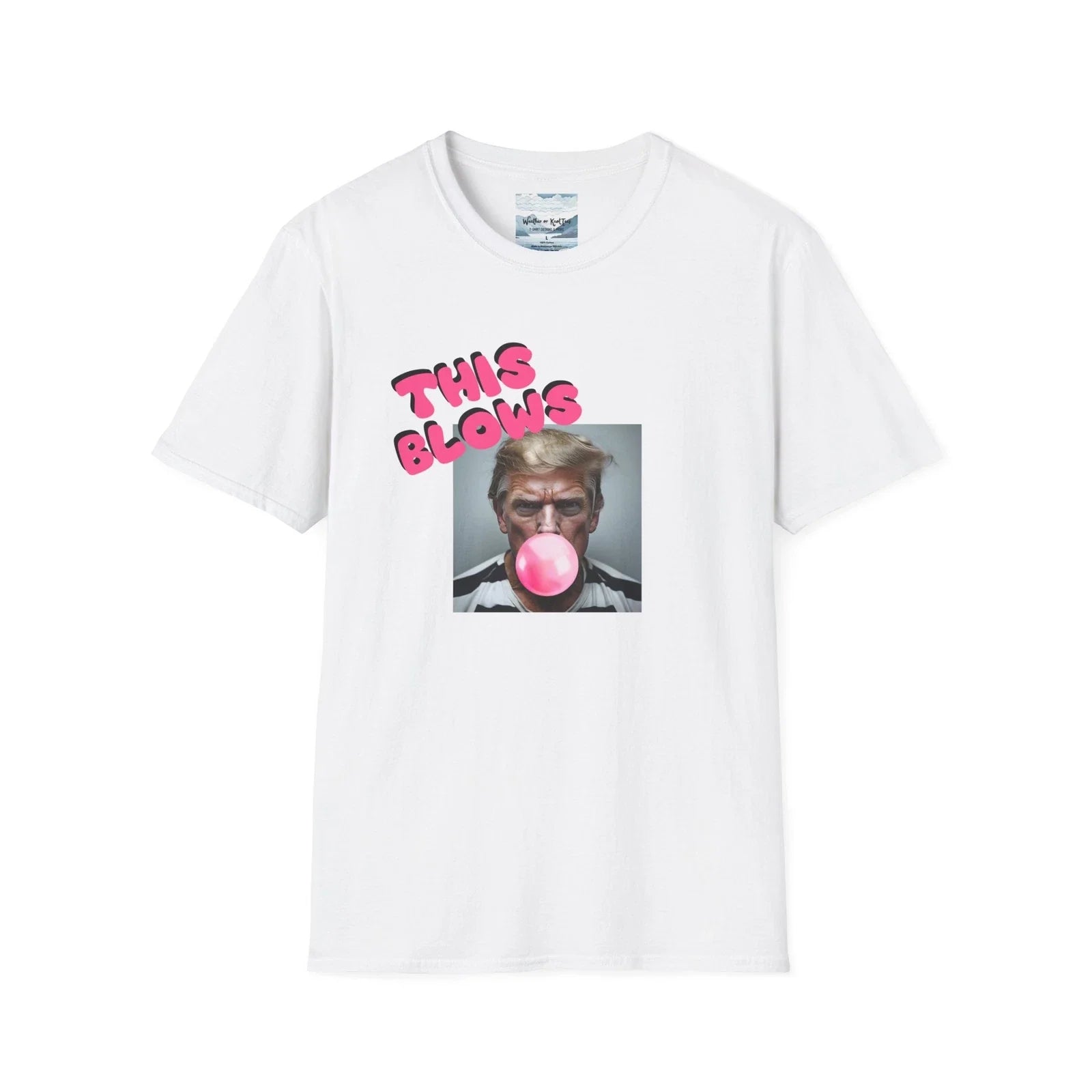 Cheeky Political Bubblegum Tee, Uni Softstyle Sarcastic Trump Shirt, Pink, Black