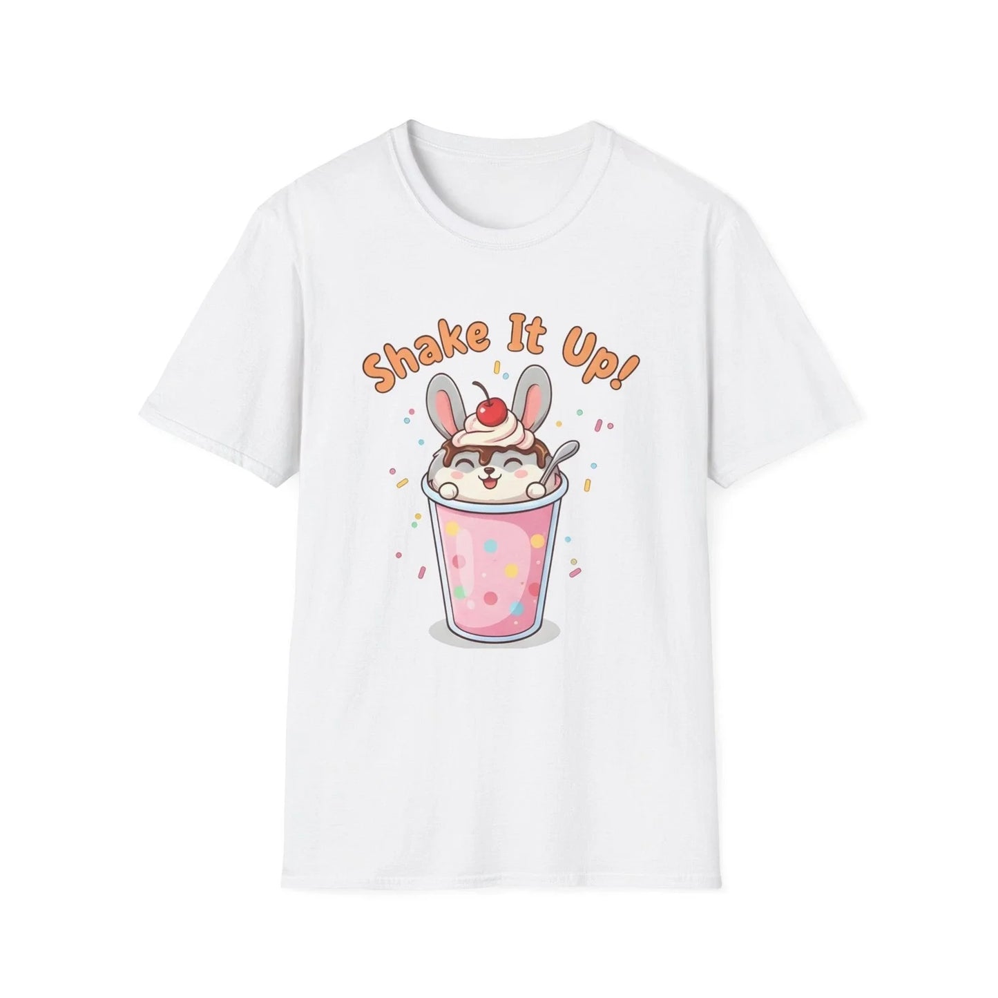 Shake It Up Bunny Milkshake T-Shirt | Cute Chaos Humor Kawaii Dessert Tee