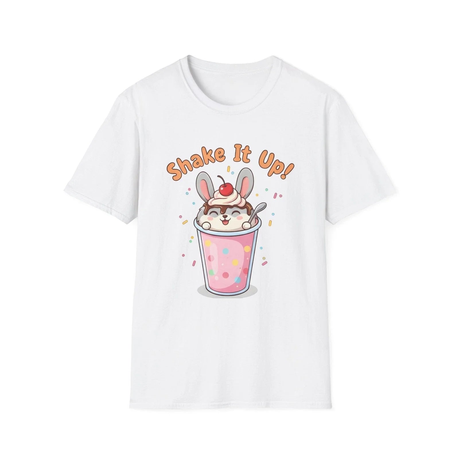 Shake It Up Bunny Milkshake T-Shirt | Cute Chaos Humor Kawaii Dessert Tee