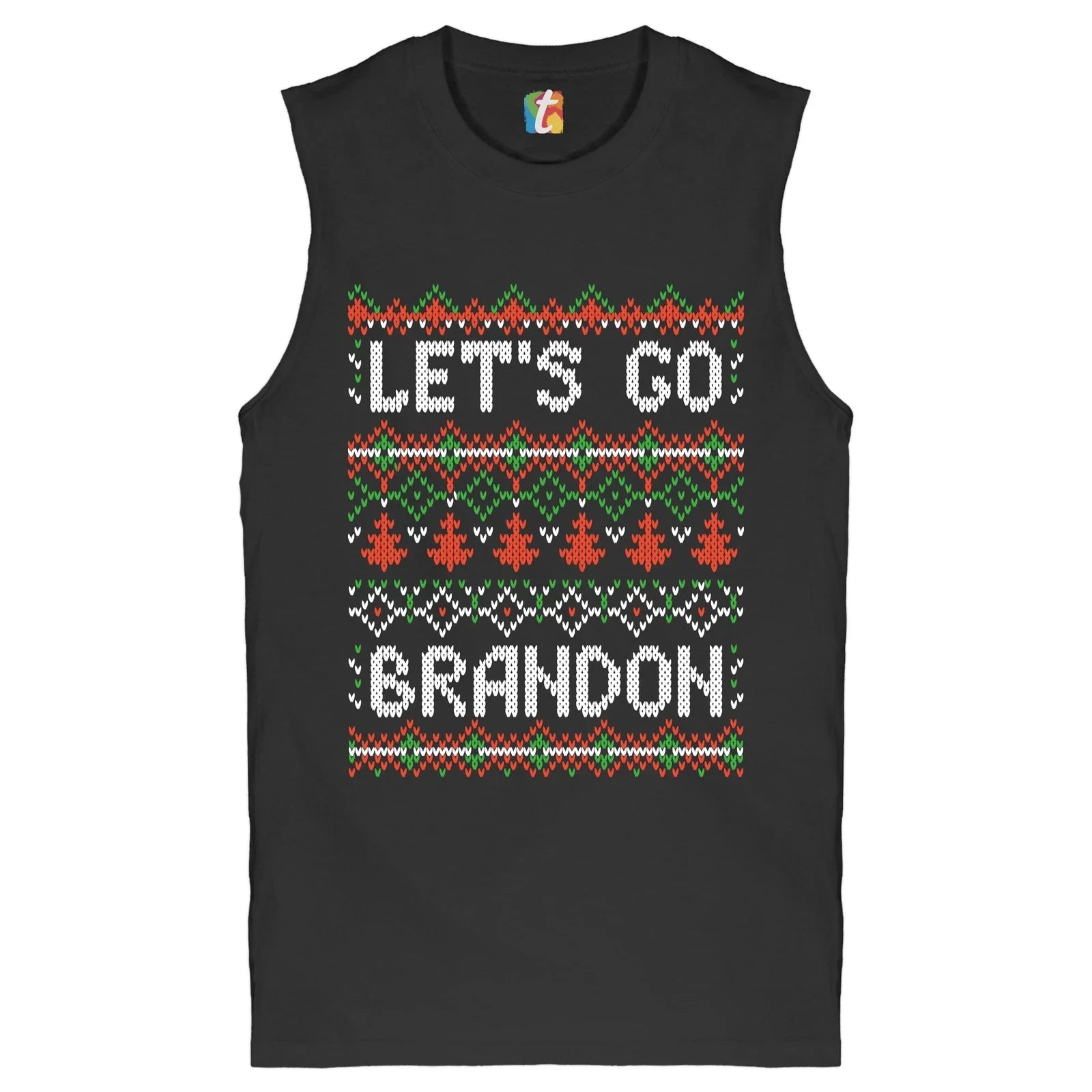 Let's Go Brandon Muscle Shirt Ugly Sweater Christmas Funny Anti Biden Men's