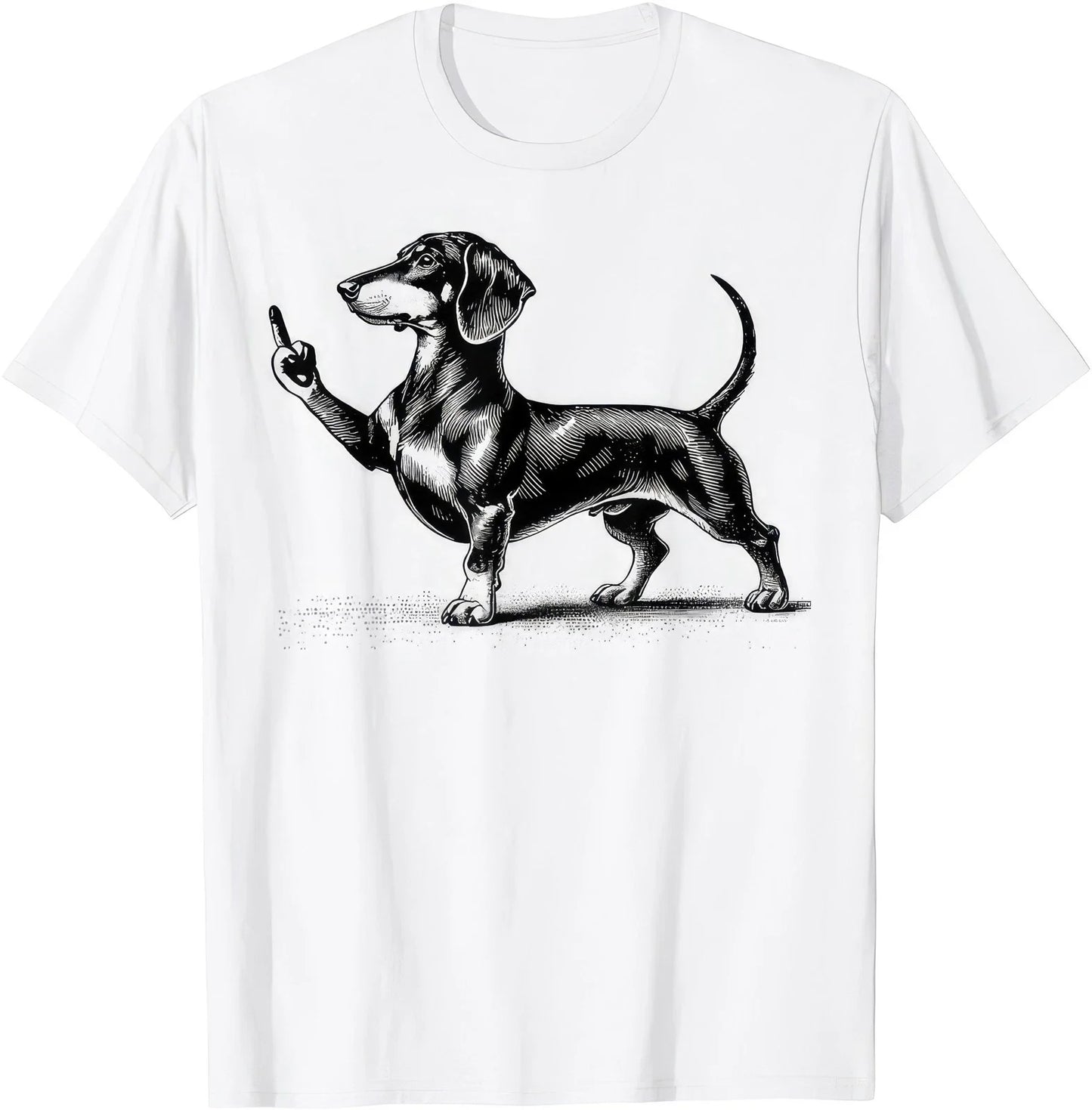 Funny Dachshund Middle Finger Meme Dog Graphic T Shirt Sarcastic Gift