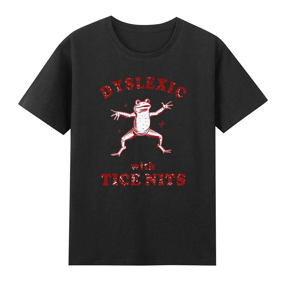 Frog Dyslexic With Tice Nits Funny Frog Graphic Humor Quote Retro Men's T-Shirt