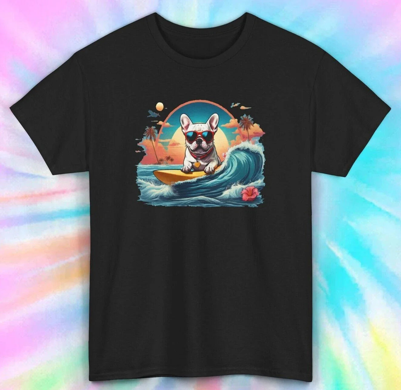 French Bulldog Surfing T-Shirt | Summer Beach Dog Tee S-5XL