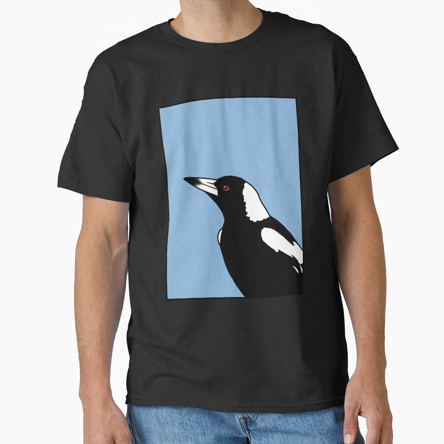 Australian Magpie CloseUp - Light Blue by Birds & Things