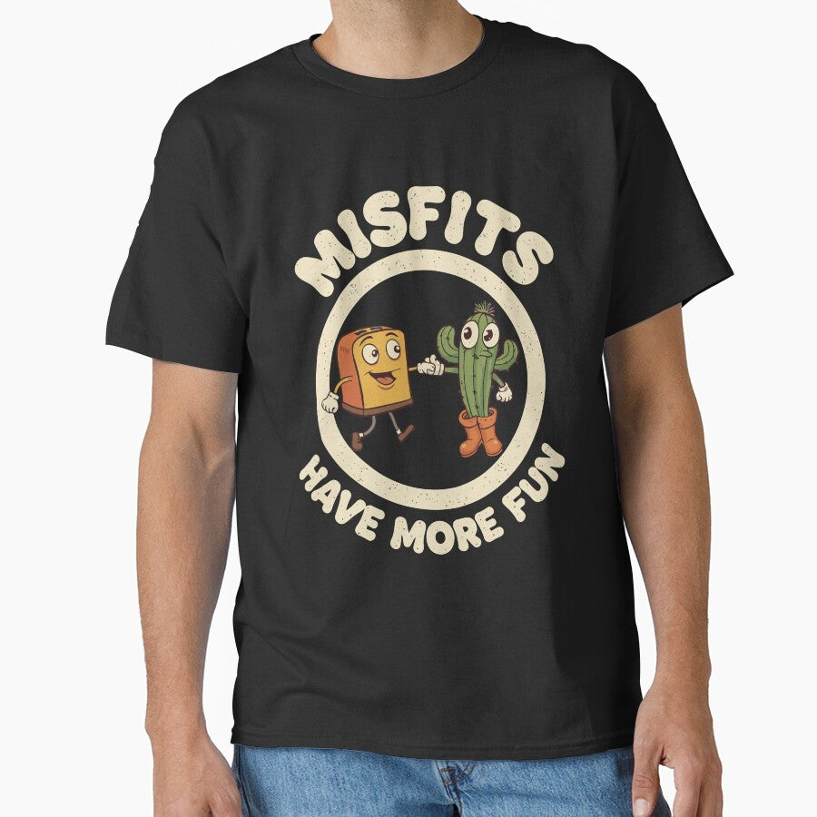Cute Monster & Penguin Hug Misfits Have More Fun Tee by NovaDoodle Art Studio