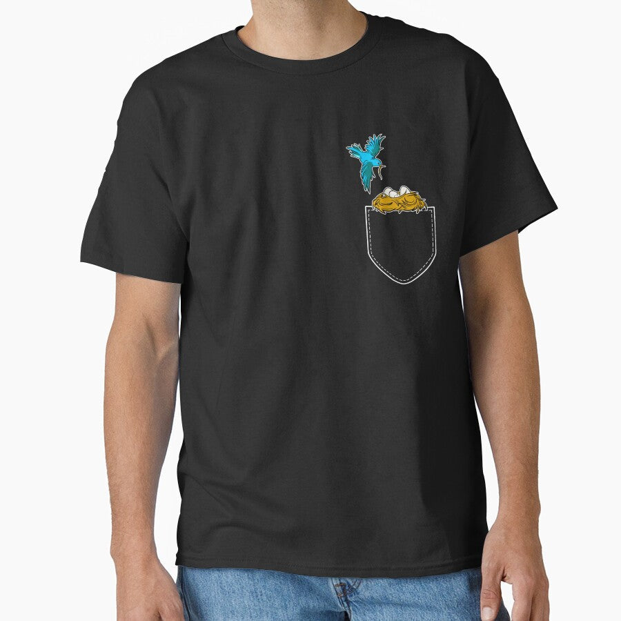 Pocket Bluebird Cute Nest with Hatching Eggs Graphic design by tronictees