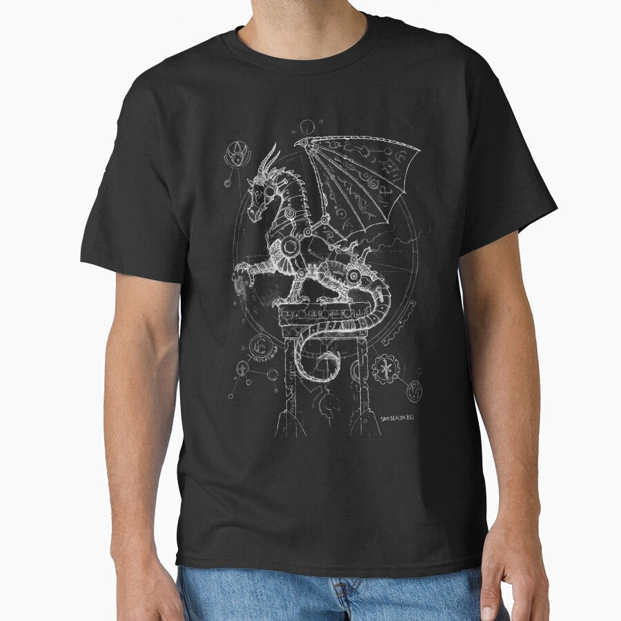 Steampunk Dragon (white) by Sam Deacon Art