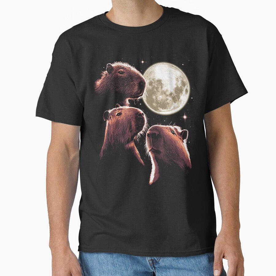 Three Capybara Moon Funny Capybara Meme Mystical Capybara by vomaria