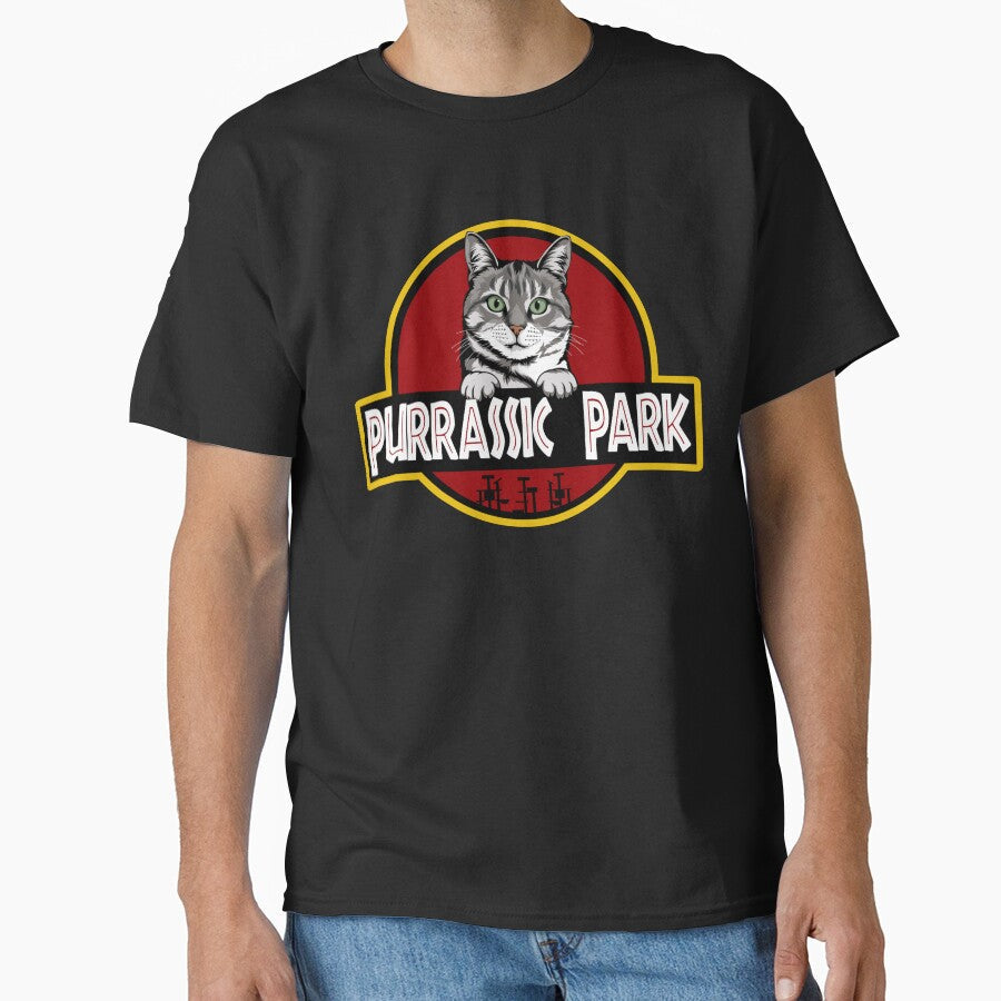 Funny American Shorthair Cat Purrassic Park by Funny Shirts Matter