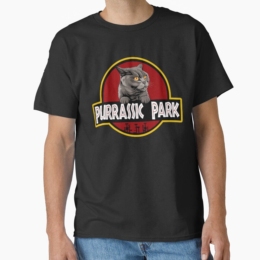 Funny British Shorthair Cat Purrassic Park by Funny Shirts Matter
