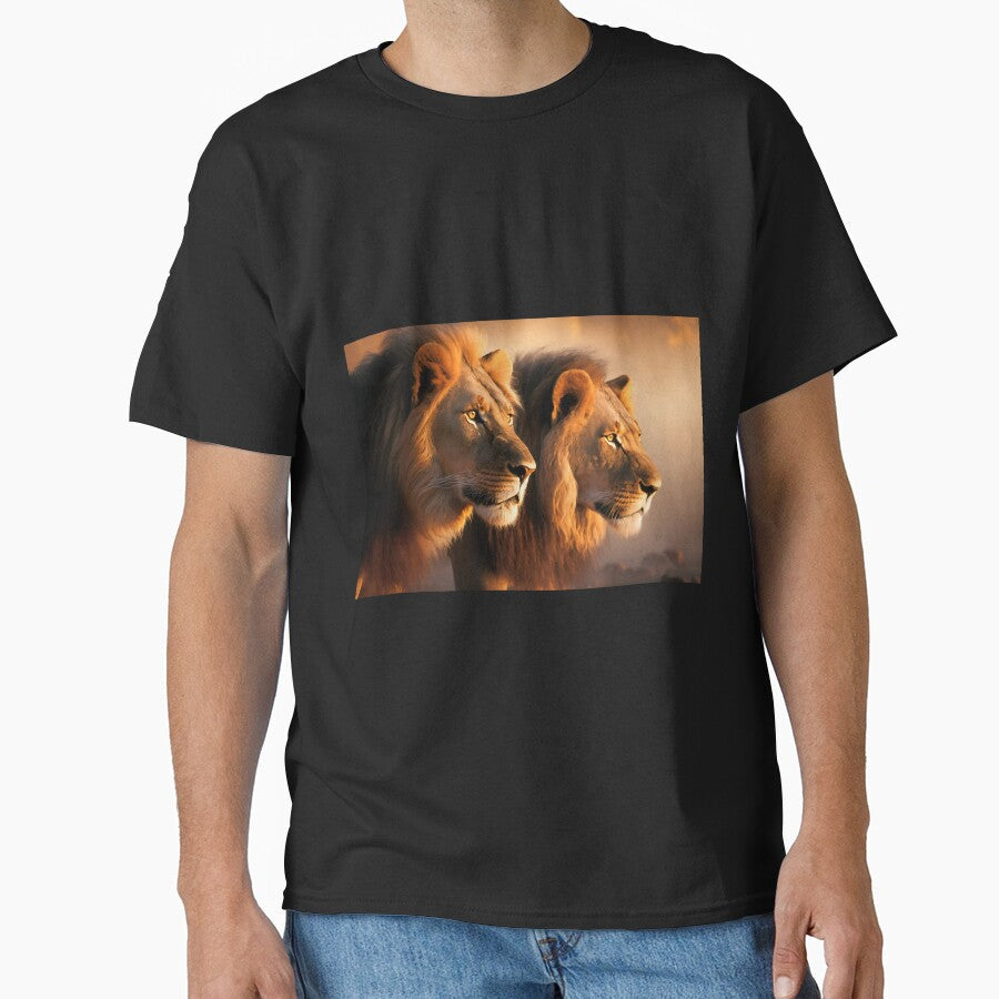 Two lion brothers on African savannah by RK - Shop