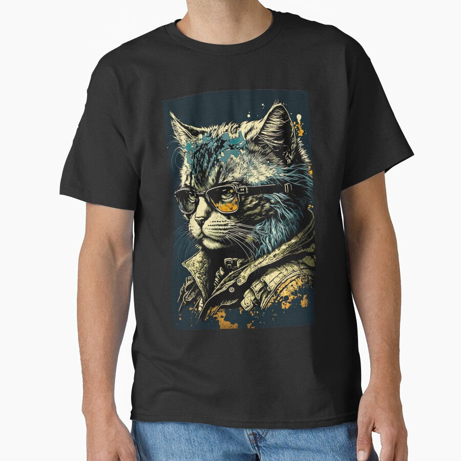 Cool cat portrait wearing a glasses by KoolArtDistrict