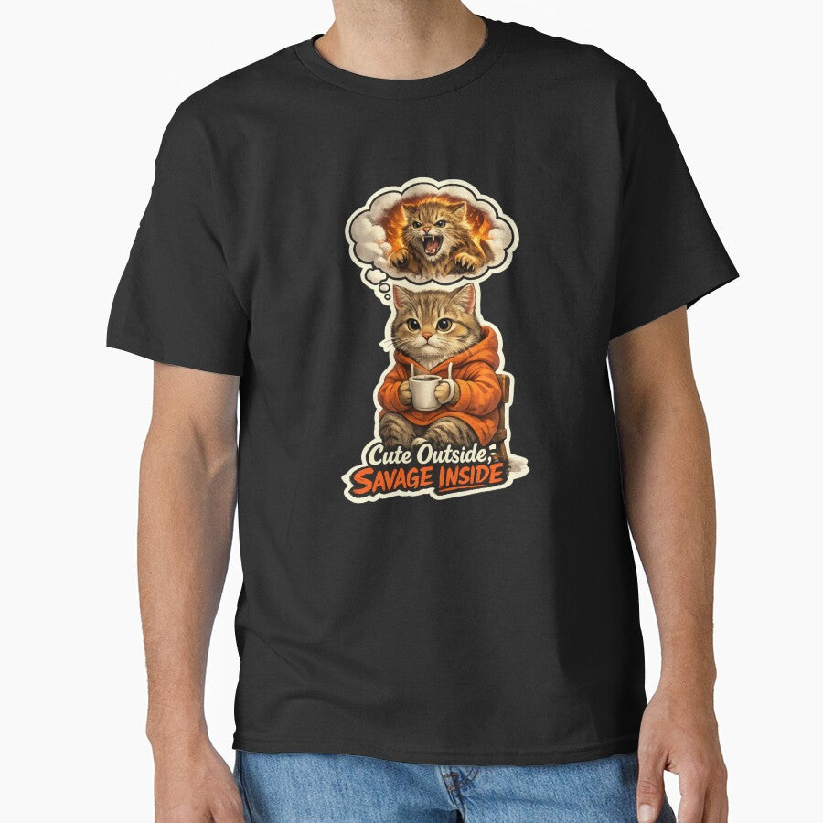 Funny Cat Meme Quote Funny Inside Savage Outside by PluffyPanda