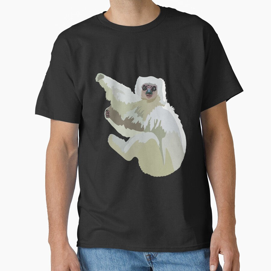 S is for Silky Sifaka,Silky Sifaka Illustration – Rare Madagascar Lemur Art for Wildlife Lovers by PrettylittlepastelUk