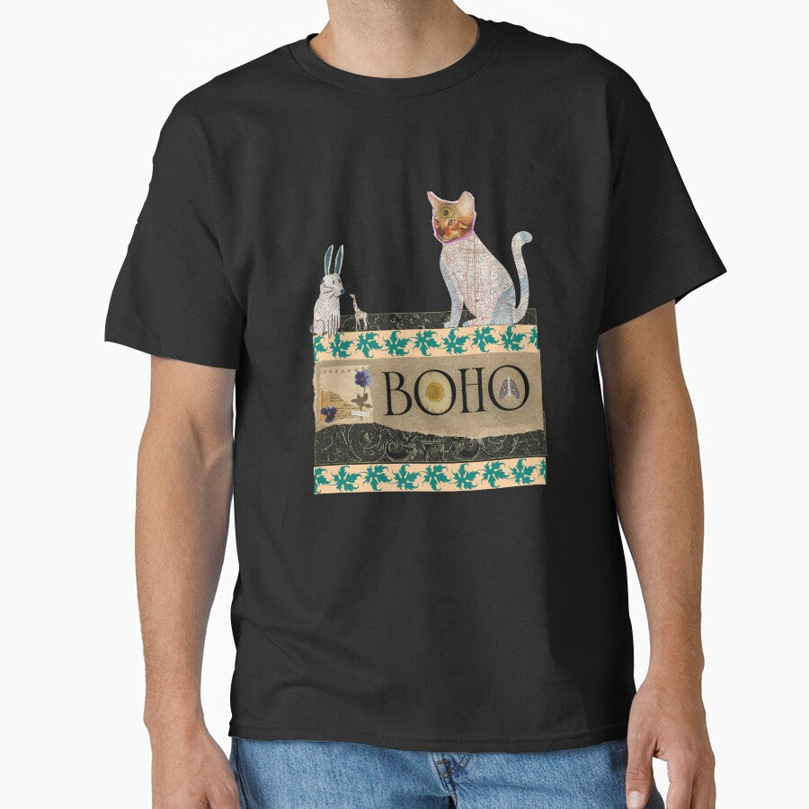 Elegant Boho Animal Collage T-Shirt - BOHO by GorinART