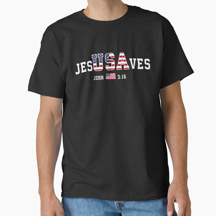Women's Vintage USA Jesus Saves Flag Printed by malek-farhat08
