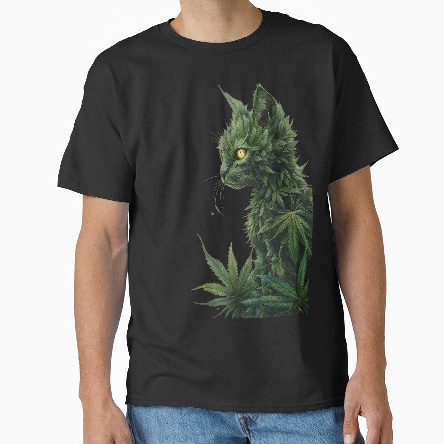 Green Goddess: Cannabis Cat in Dark Fantasy by AdesignTEE