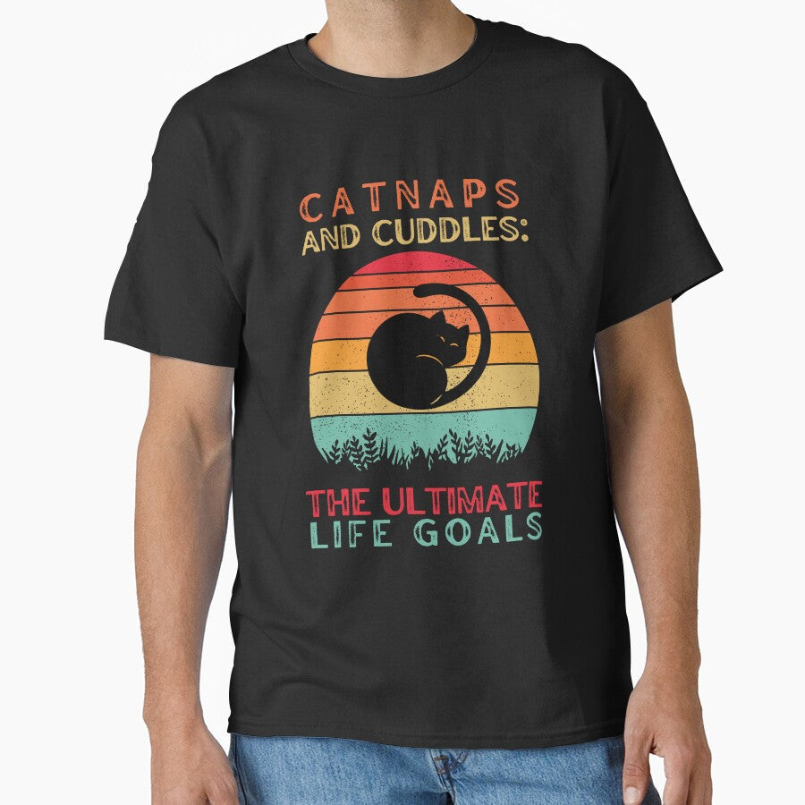 Catnaps And Cuddles Funny Slogan T Shirt by KumbayArt