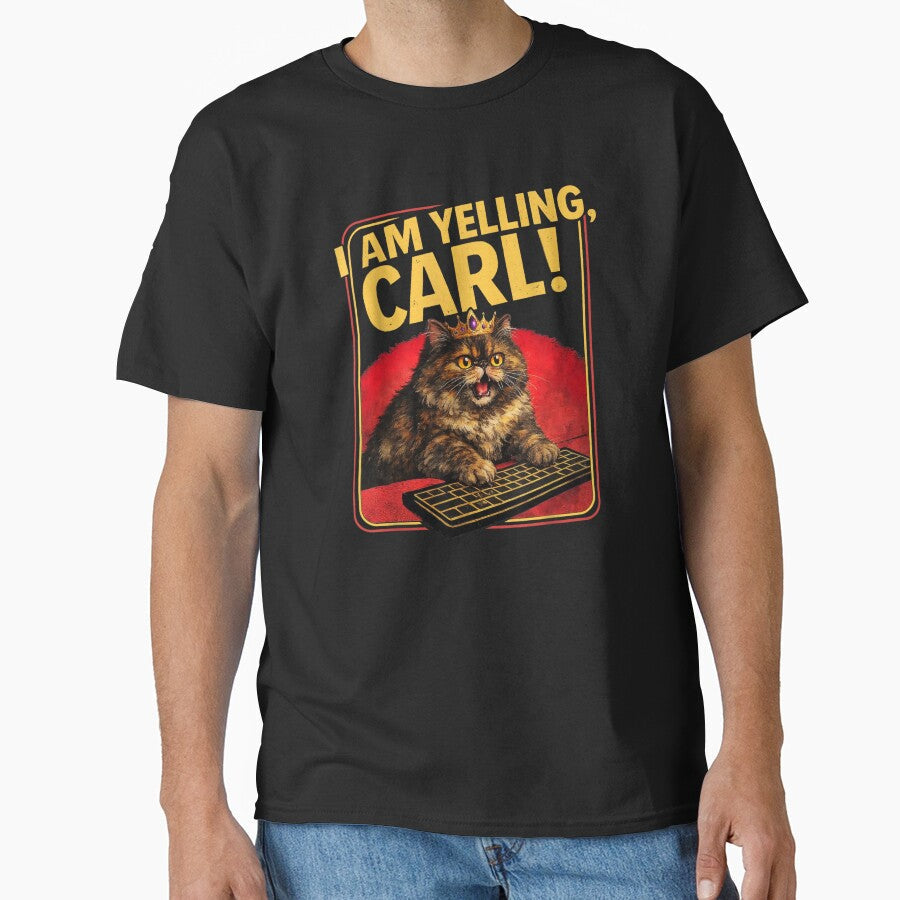 I Am Yelling Carl Funny Cat Meme Keyboard Rage Humor by SaboCollita