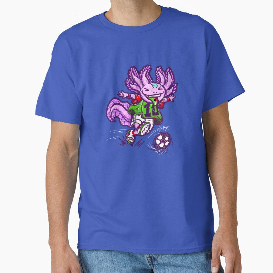 Soccer-playing axolotl color by UrielCalavera
