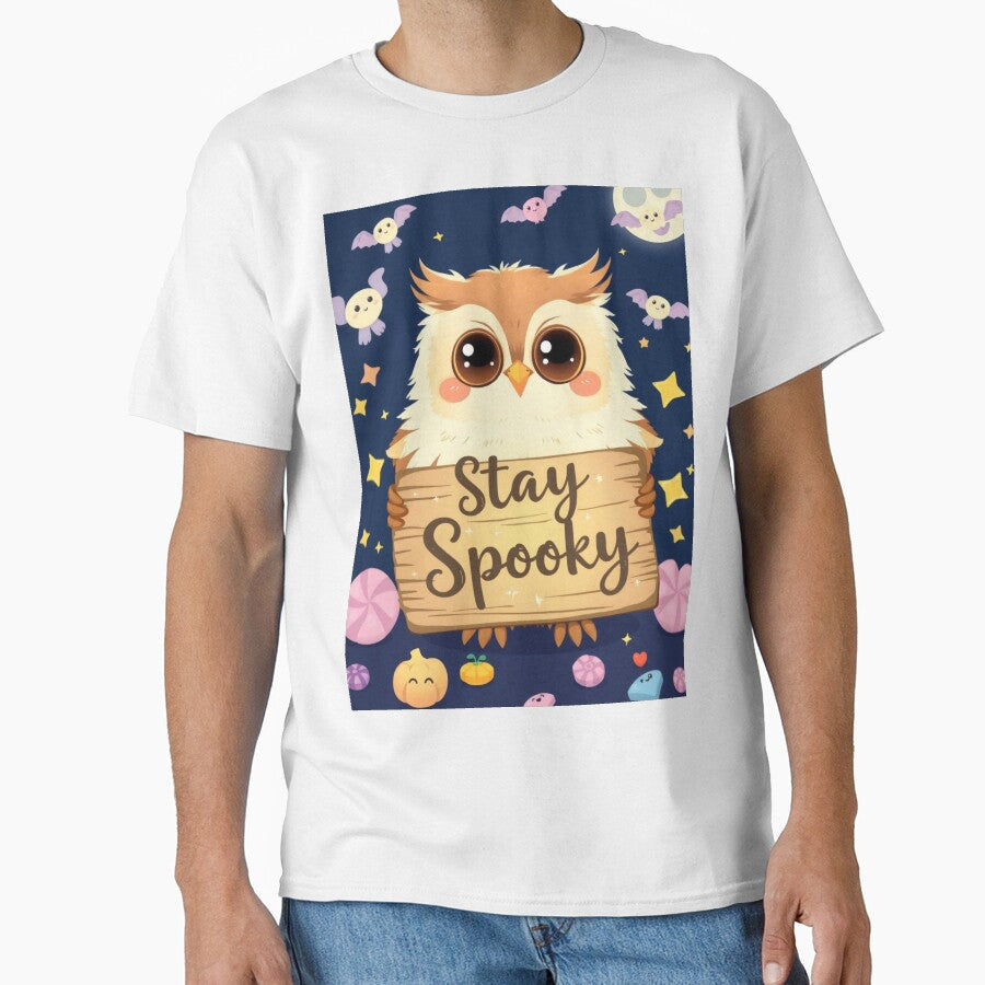 Cute Owl Stay Spooky T-Shirt | Kawaii Halloween Pastel Candy Tee by ArmaanArts