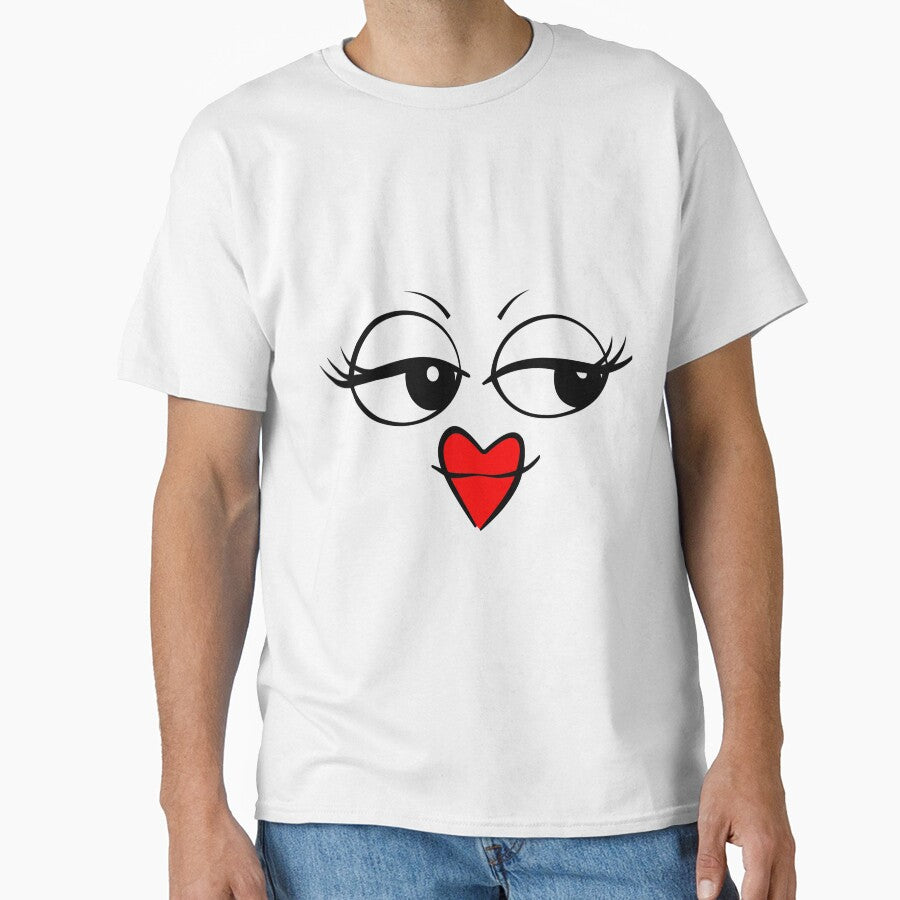 Love Heart lips Face with Lipstick & Eyelashes by whytealistair