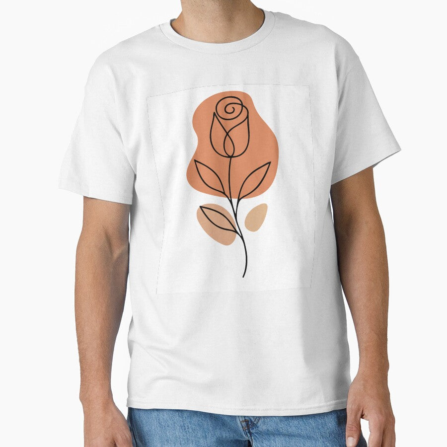 Boho Botanical Terracotta Rose Minimalist Contemporary Line Art by DEC02