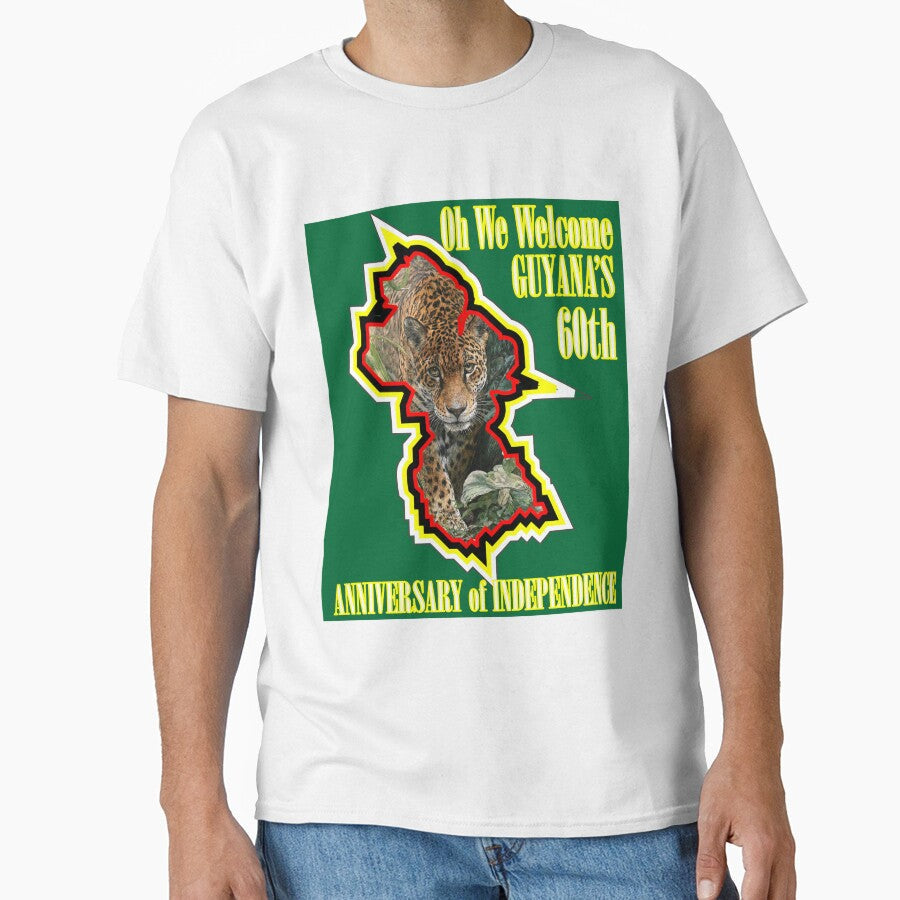 Guyana Sixtieth Independence Anniversary Jaguar T-shirt by ERBArtventure