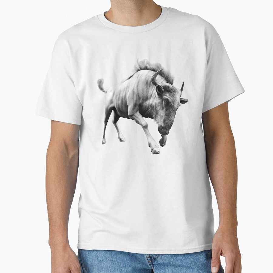 Charging Wildebeest – Black & White Wildlife Portrait by Massimo Righi